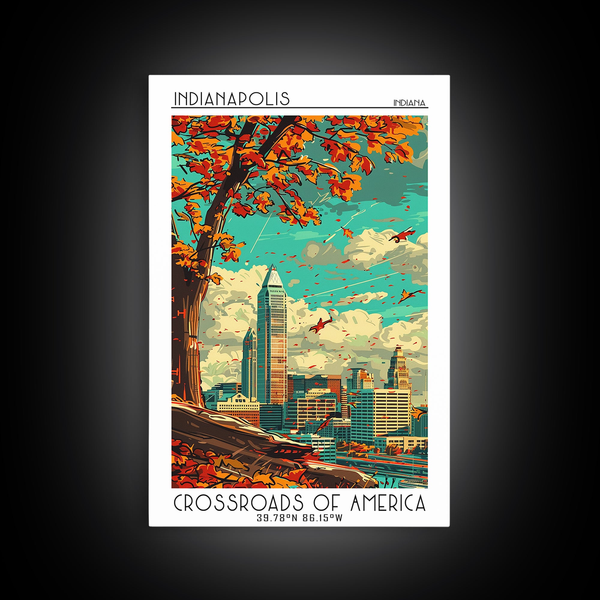Indianapolis Travel Poster, Canvas Print, Retro Travel Poster, City Wall Art, Art Print, Minimalist Poster, Home Decor, Travel Decor
