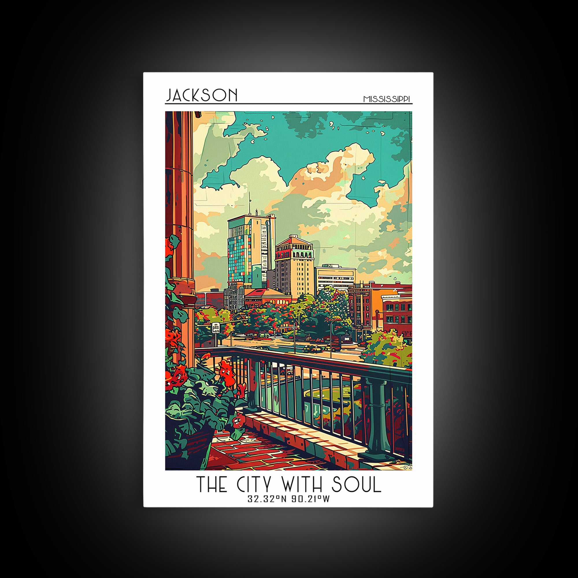 Jackson Travel Poster, Framed Canvas Print, City Travel Poster, Vintage City Poster, Landscape Art, Vintage Poster, Travel Art Print