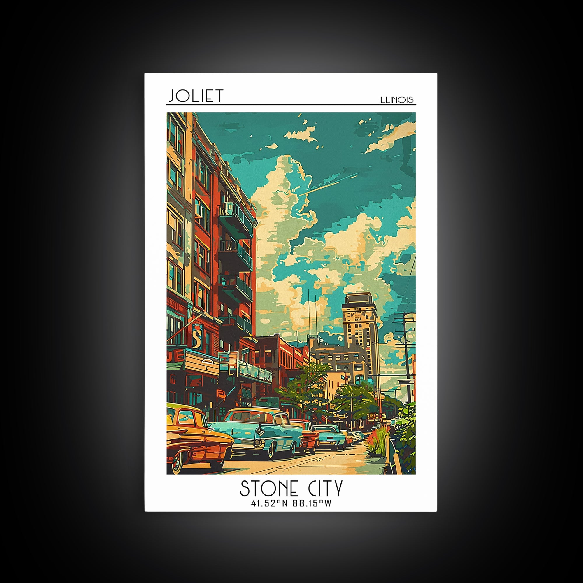 Joliet Travel Poster, Canvas Print, Travel Art Print, Modern Wall Decor, Poster Print, Travel Posters, Wall Art, Retro Travel Poster