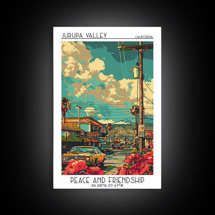 Jurupa Valley Travel Poster, Canvas Print, City Travel Poster, Travel Wall Art, Retro Travel Print, Modern Wall Decor, Landscape Art