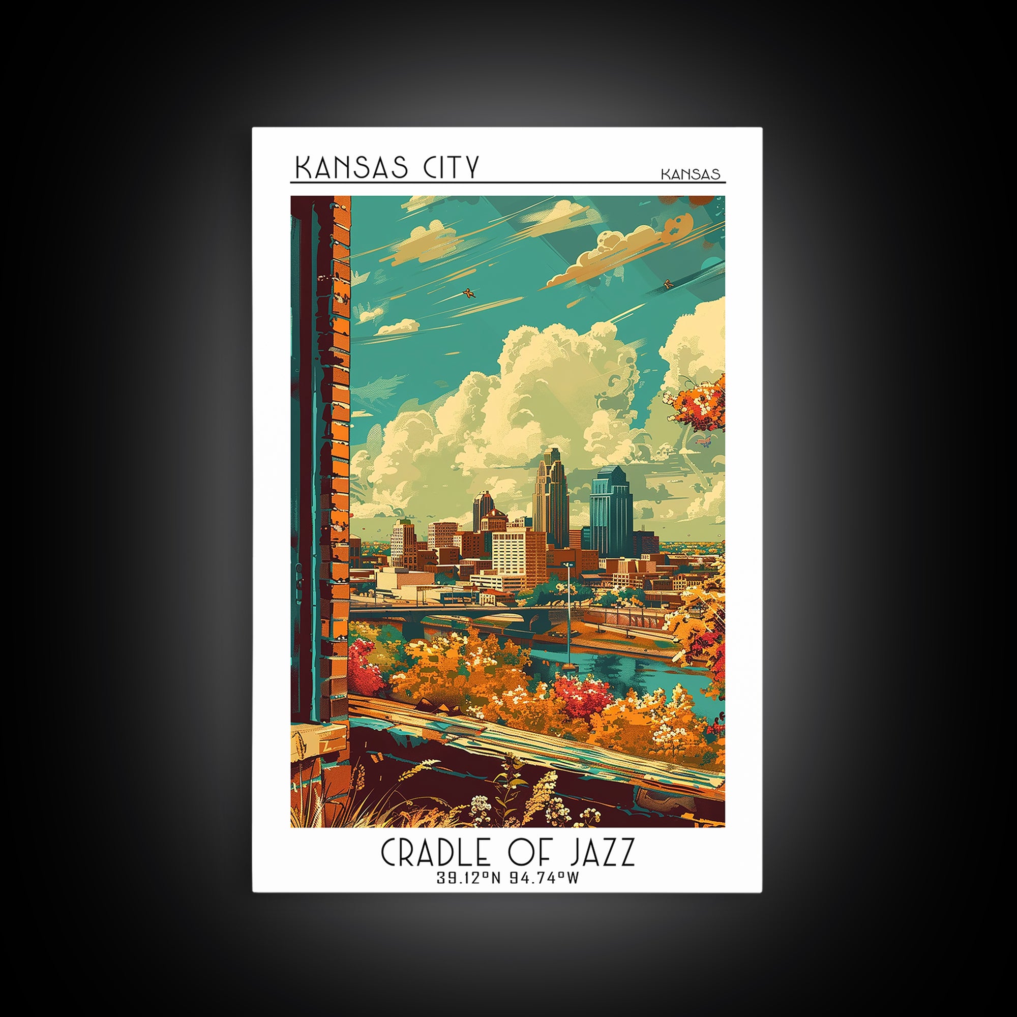 Kansas City Travel Poster, Canvas Print, City Travel Poster, Travel Wall Art, Vintage Travel, Mid Century Wall Art, Travel Art Print