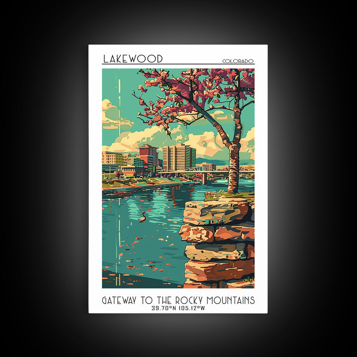 Lakewood Travel Poster, Canvas Print, Travel Art Print, Modern Wall Decor, Wall Art, City Wall Art, Travel Wall Decor, Landscape Art