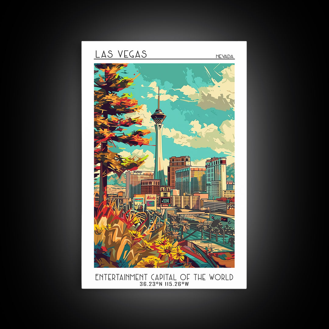 Las Vegas Travel Poster, Canvas Print, City Travel Poster, Travel Wall Art, Travel Prints, Mid Century Wall Art, Vintage City Poster
