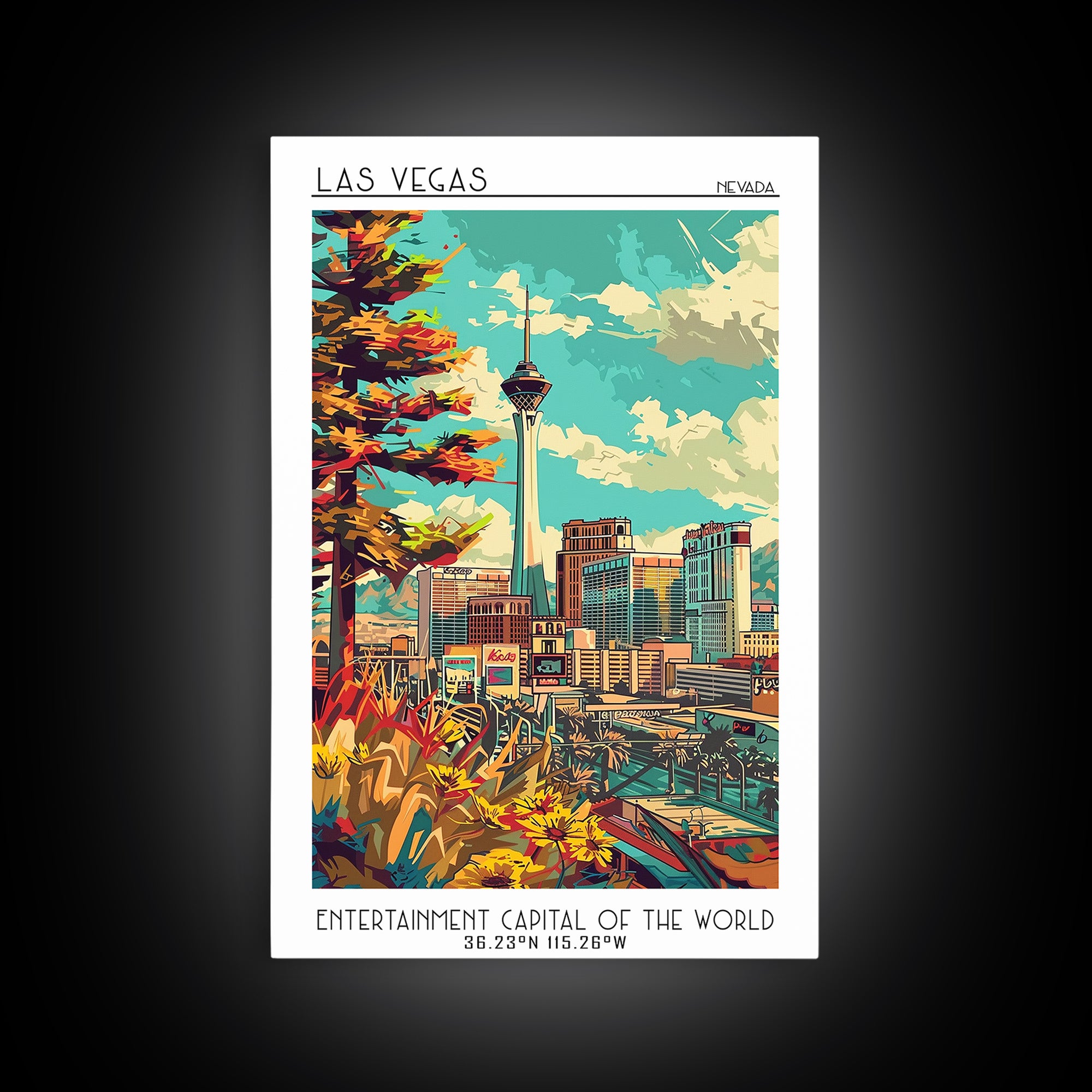 Las Vegas Travel Poster, Canvas Print, City Travel Poster, Travel Wall Art, Travel Prints, Mid Century Wall Art, Vintage City Poster