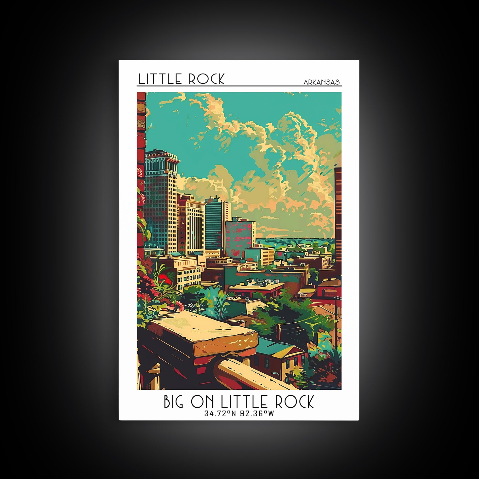 Little Rock Travel Poster, Canvas Print, City Travel Poster, Travel Wall Art, Retro Travel Poster, Retro Travel Print, Travel Prints