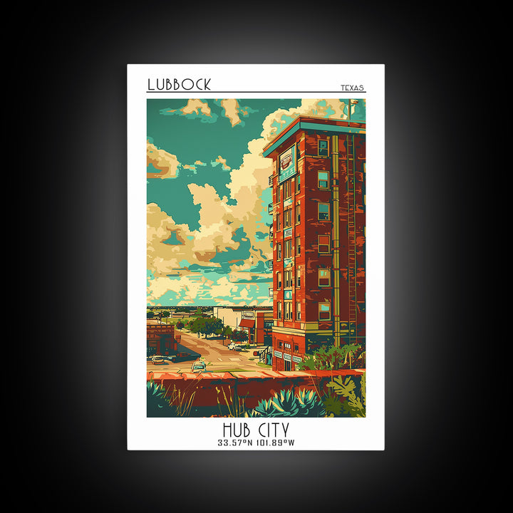 Lubbock Travel Poster, Framed Canvas Print, City Travel Poster, Travel Wall Decor, Living Room Wall Art, Home Office Decor, Wall Art