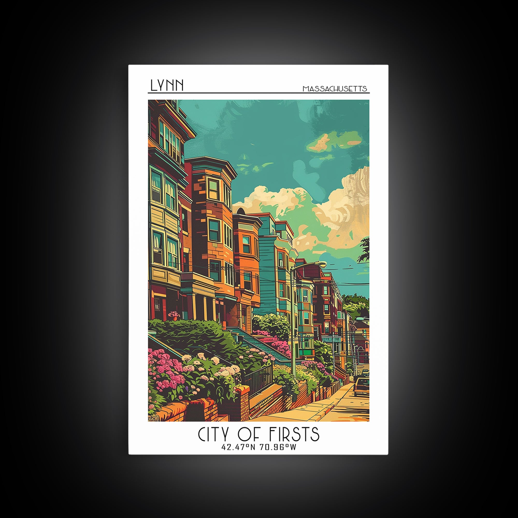 Lynn Travel Poster, Canvas Print, Retro Travel Poster, City Wall Art, Travel Print, Colorful Wall Art, Landscape Art, Travel Posters