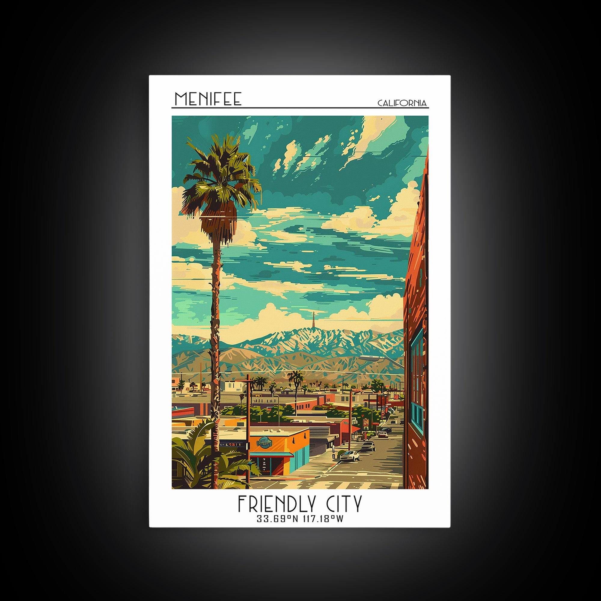 Menifee Travel Poster, Framed Canvas Print, City Art Print, Travel Wall Art, Wall Art, Home Decor, Travel Posters, Modern Wall Decor