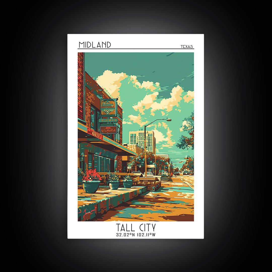 Midland Travel Poster, Framed Canvas Print, Poster Print, Travel Wall Art, Art Print, Travel Print, Retro Travel Print, Travel Decor