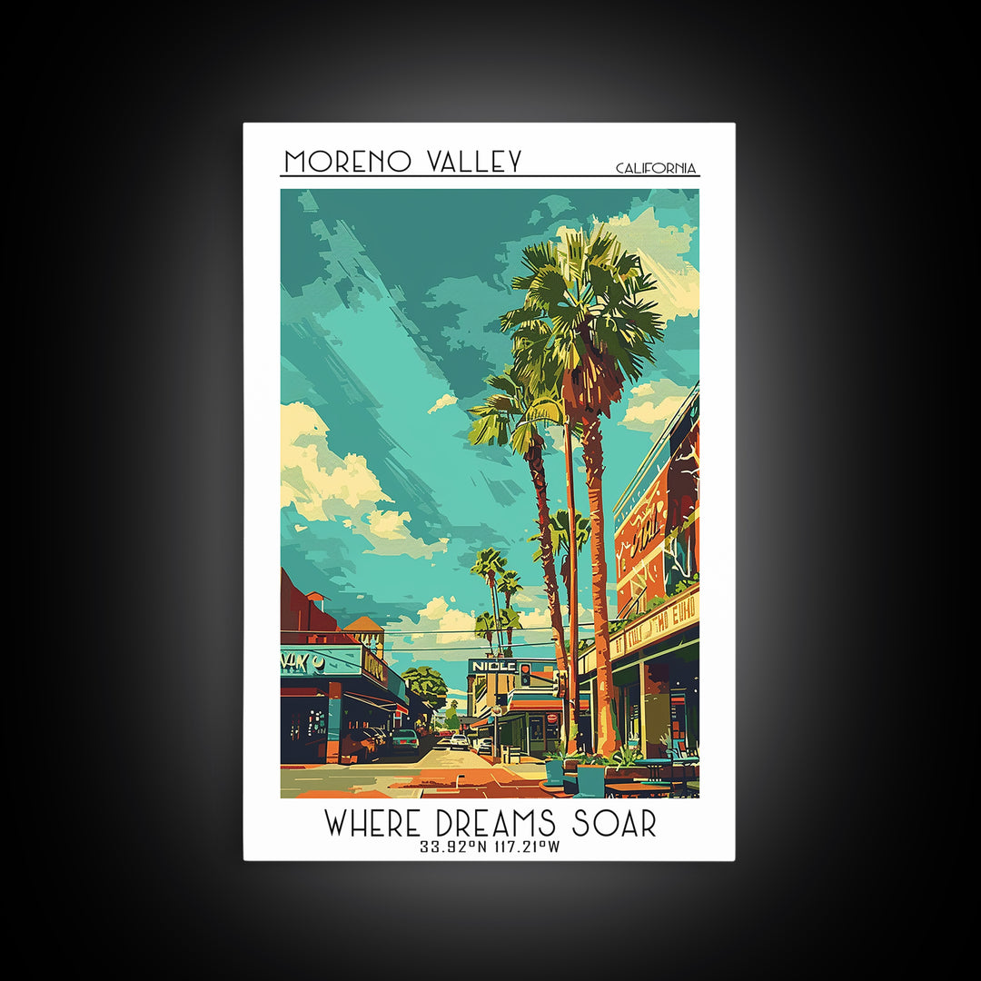 Moreno Valley Travel Poster, Canvas Print, Travel Wall Decor, Minimalist Poster, Modern Wall Decor, Home Office Decor, City Wall Art