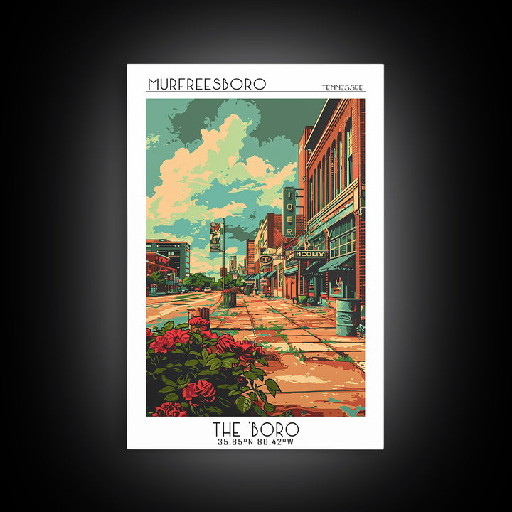 Murfreesboro Travel Poster, Framed Canvas Print, City Travel Poster, Travel Wall Art, City Illustration, Gallery Wall Set, Art Print
