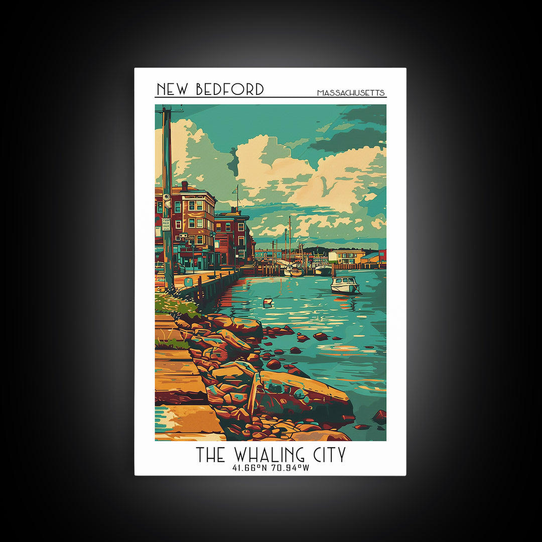 New Bedford Travel Poster, Framed Canvas Print, City Travel Poster, Travel Wall Art, Vintage Posters, Travel Posters, Vintage Poster