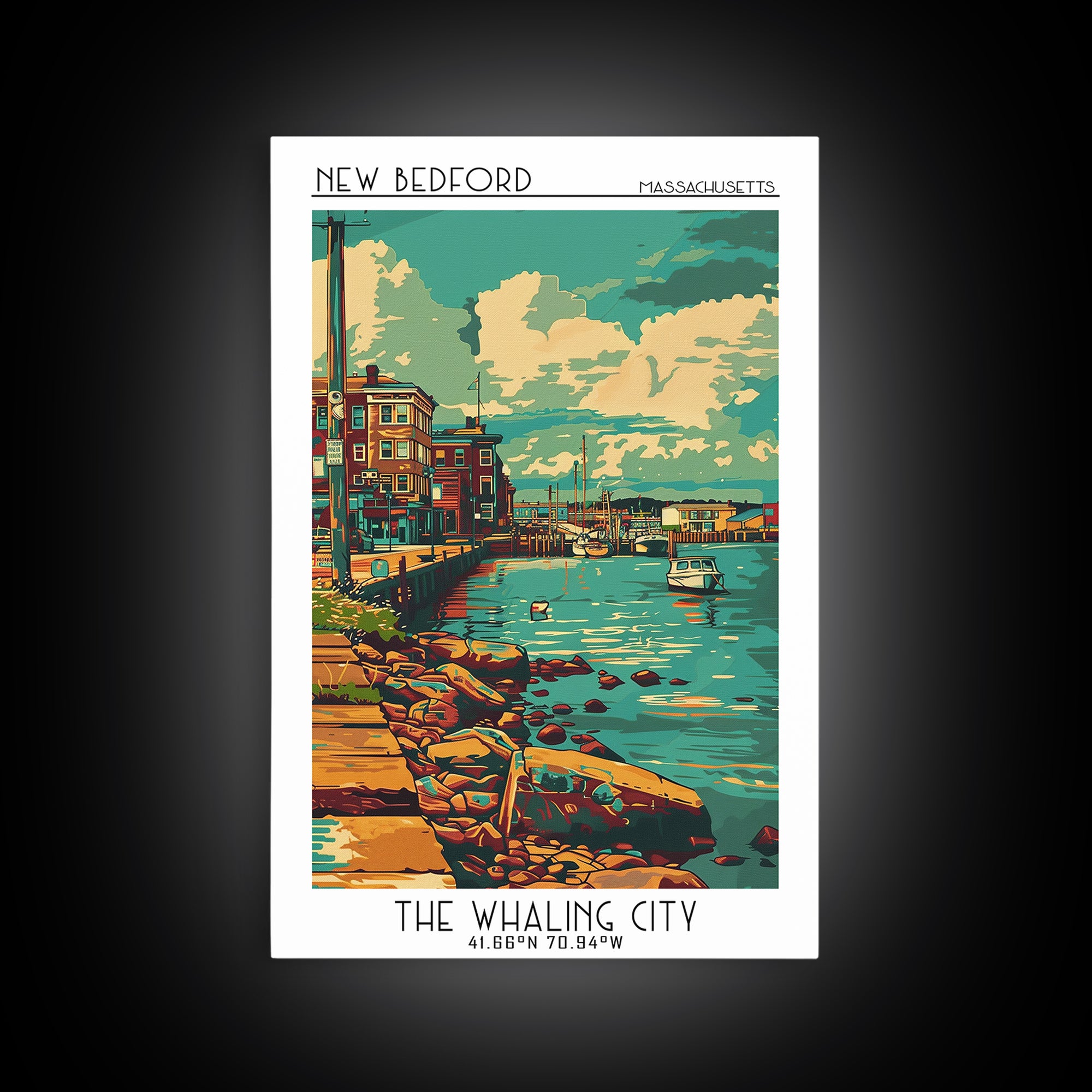 New Bedford Travel Poster, Framed Canvas Print, City Travel Poster, Travel Wall Art, Vintage Posters, Travel Posters, Vintage Poster