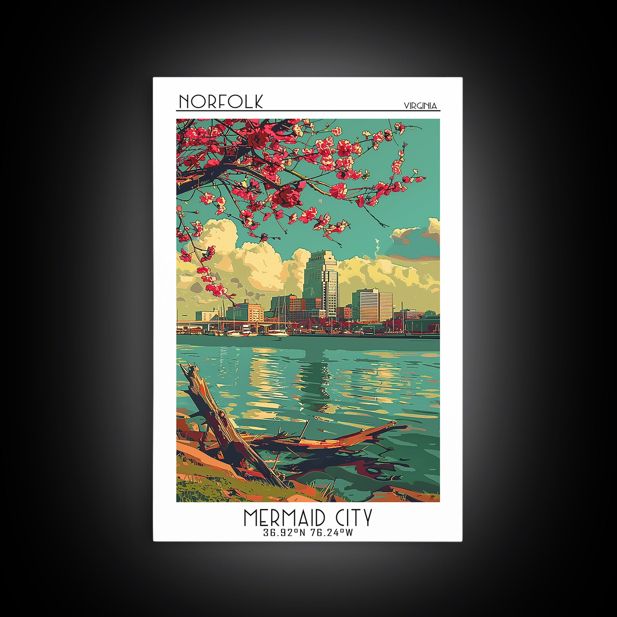 Norfolk Travel Poster, Framed Canvas Print, City Travel Poster, Travel Wall Art, Living Room Wall Art, Home Office Decor, Poster Art