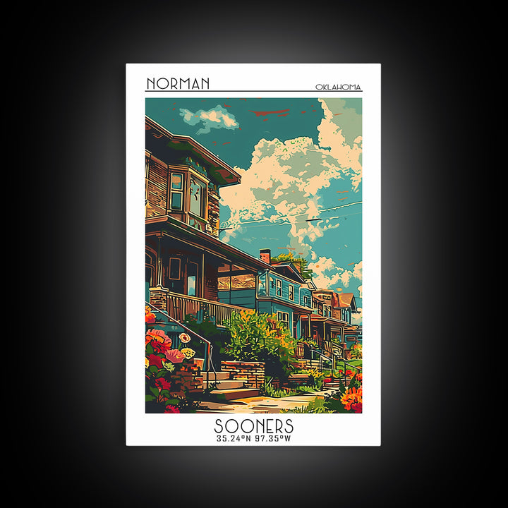 Norman Travel Poster, Canvas Print, Travel Wall Decor, Minimalist Poster, Wall Art, City Travel Poster, City Art Print, Travel Print