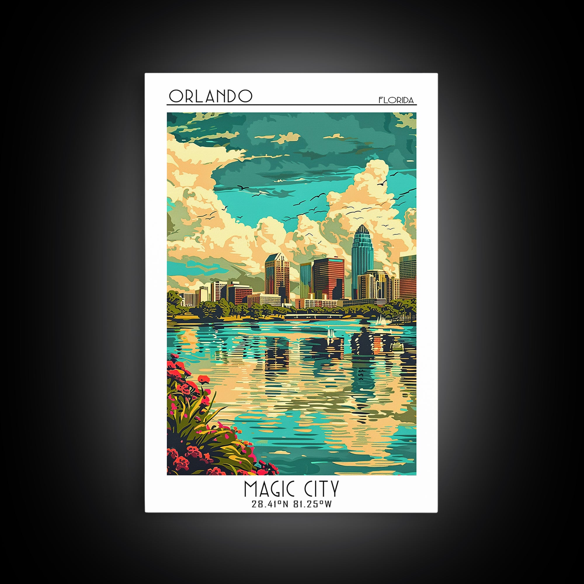 Orlando Travel Poster, Canvas Print, Retro Wall Art, Travel Print, Travel Posters, Retro Travel Print, Home Decor, Travel Wall Decor