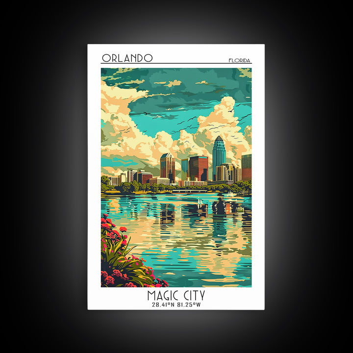 Orlando Travel Poster, Canvas Print, Retro Wall Art, Travel Print, Travel Posters, Retro Travel Print, Home Decor, Travel Wall Decor