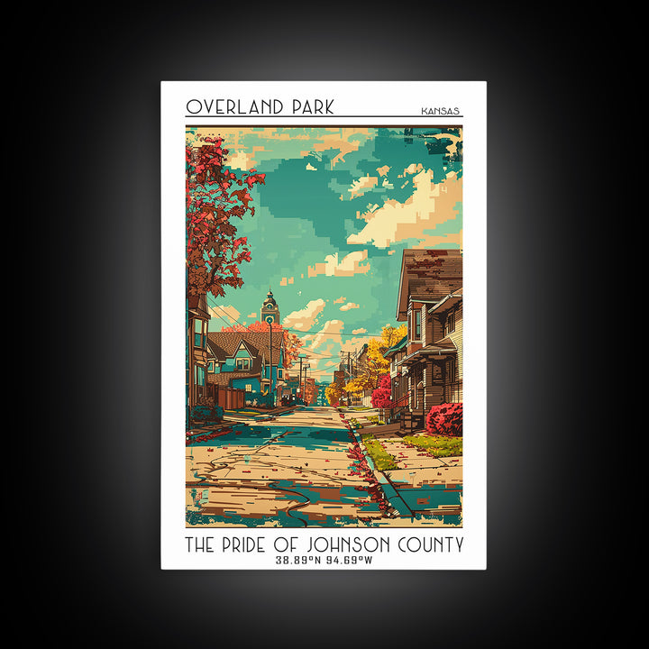 Overland Park Travel Poster, Framed Canvas Print, Vintage Travel Print, City Wall Art, Travel Posters, Travel Prints, City Art Print