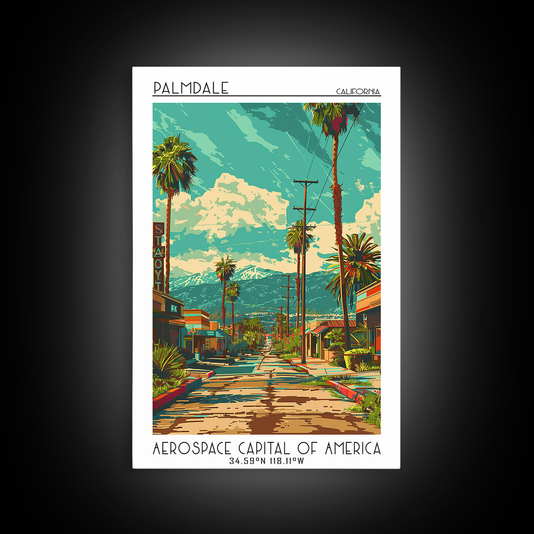 Palmdale Travel Poster, Canvas Print, City Art Print, Travel Wall Art, Travel Print, Travel Art Print, Home Decor, Travel Wall Decor