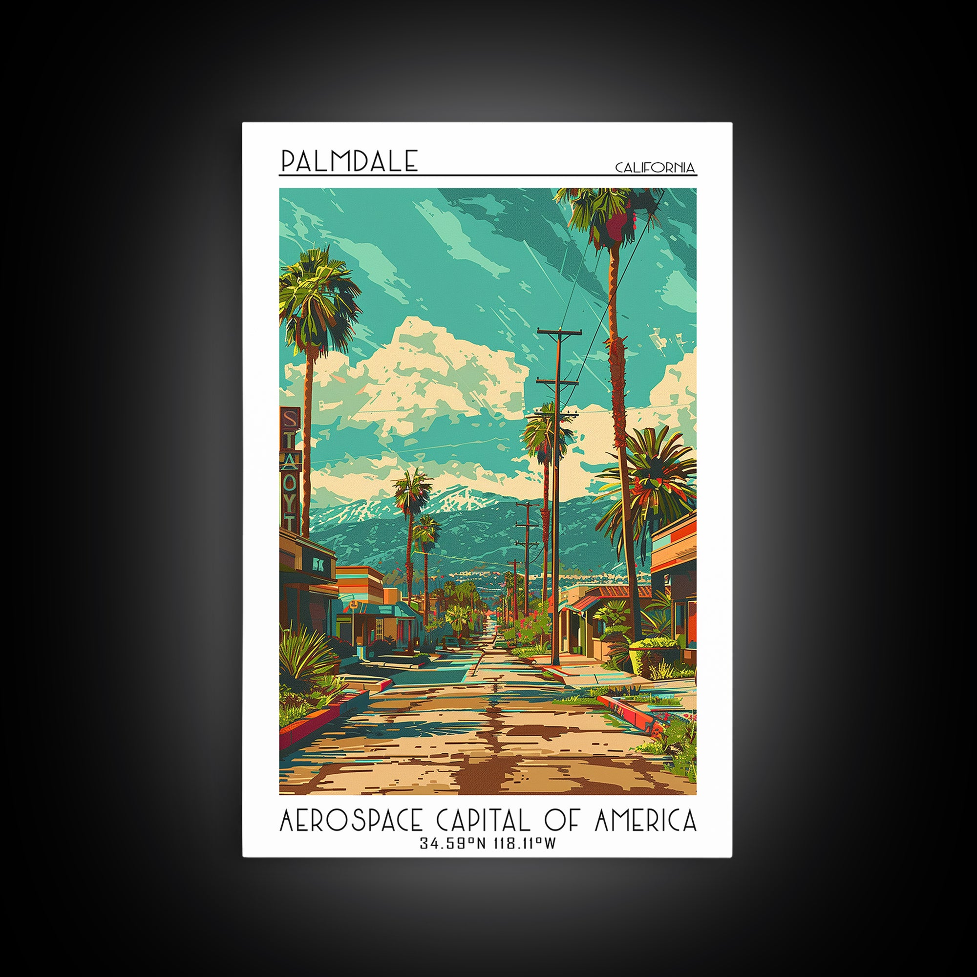 Palmdale Travel Poster, Canvas Print, City Art Print, Travel Wall Art, Travel Print, Travel Art Print, Home Decor, Travel Wall Decor