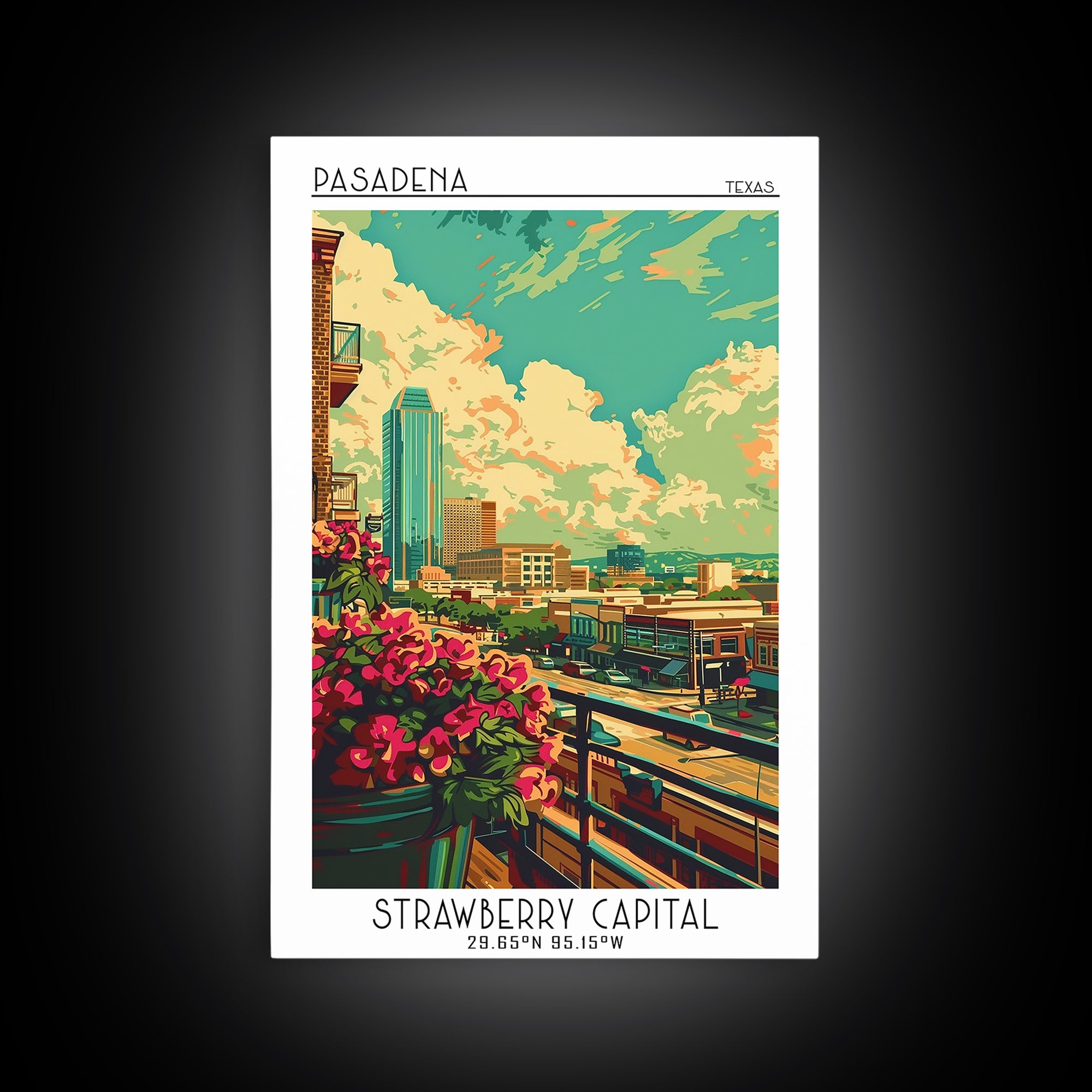 Pasadena Texas Travel Poster, Canvas Print, City Travel Poster, Travel Wall Art, City Illustration, City Art Print, Travel Art Print