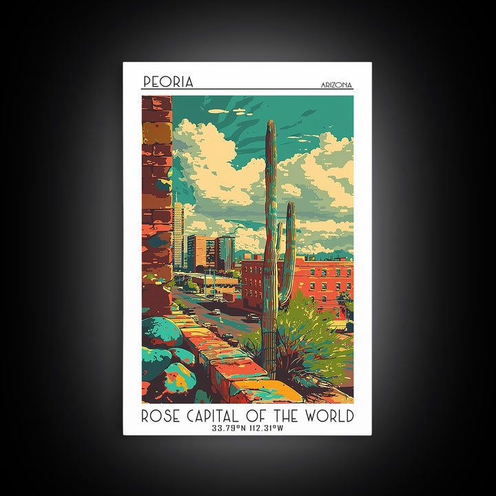 Peoria Travel Poster, Canvas Print, City Travel Poster, Travel Wall Decor, Travel Art Print, Living Room Wall Art, Home Office Decor