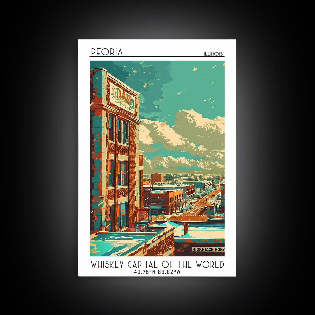 Peoria Illinois Travel Poster, Canvas Print, City Travel Poster, Travel Wall Decor, Retro Travel Poster, Gallery Wall Set, Art Print