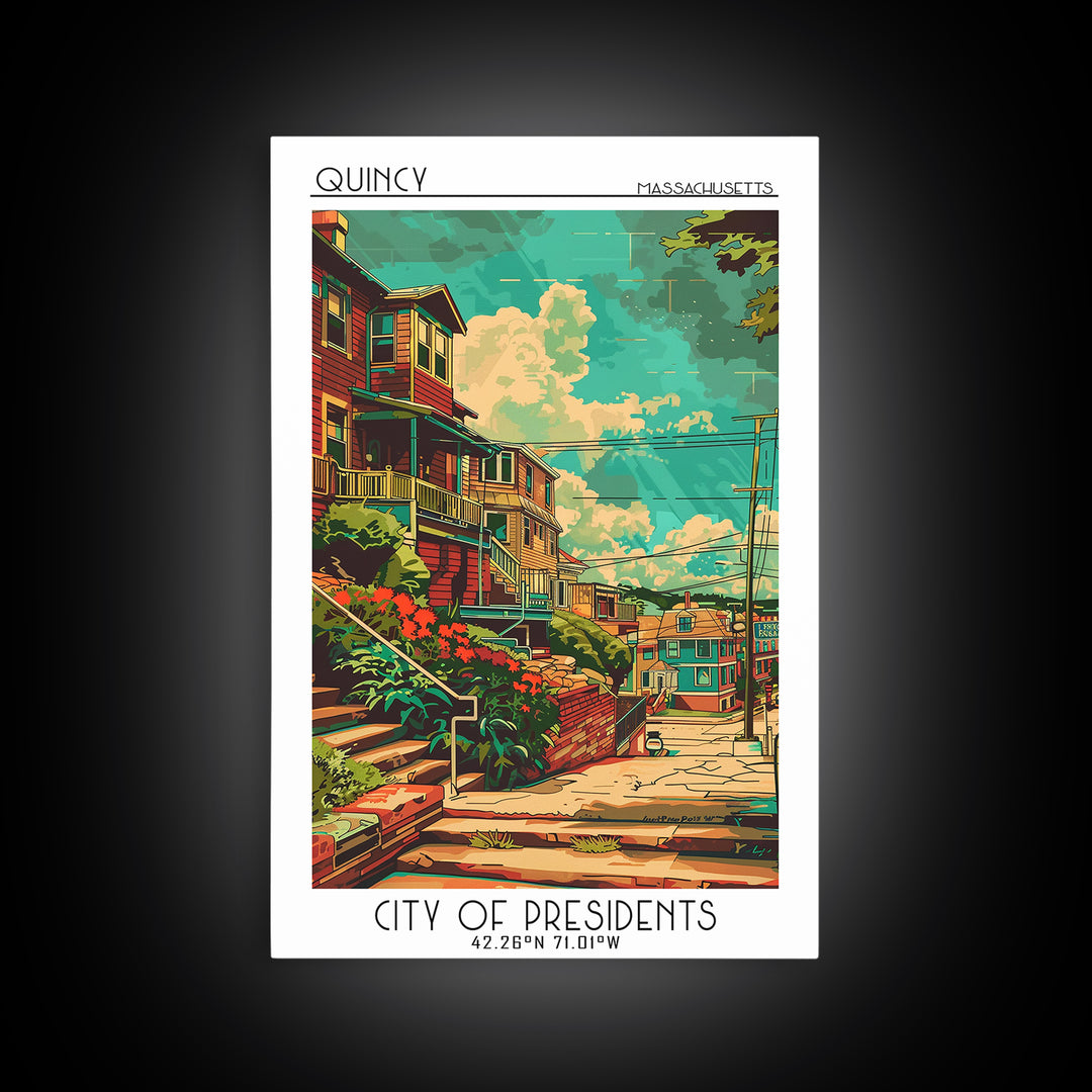 Quincy Travel Poster, Canvas Print, Travel Prints, Landscape Art, Art Print, Mid Century Wall Art, Travel Wall Art, Gallery Wall Set