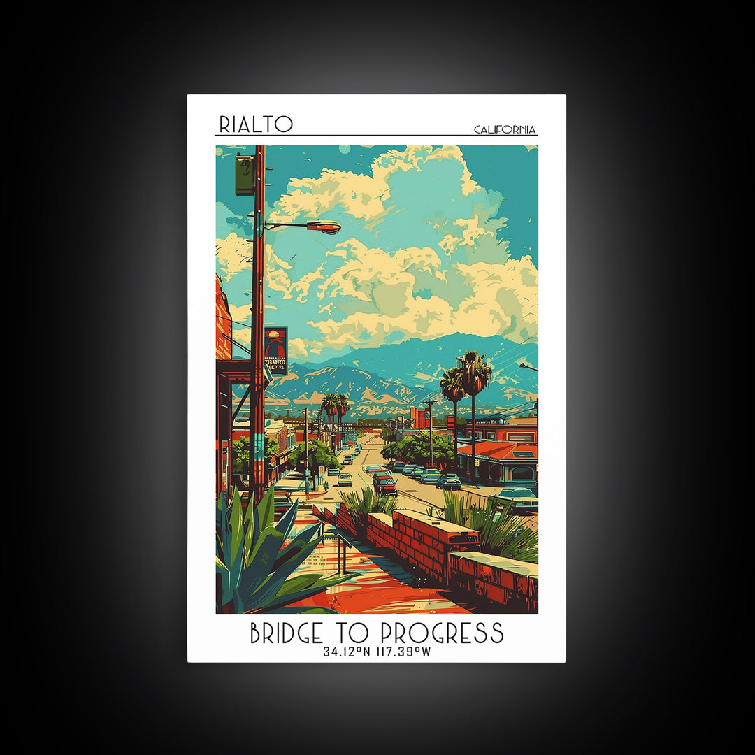 Rialto Travel Poster, Framed Canvas Print, Travel Wall Art, City Wall Art, Poster Print, Wall Art, Wanderlust Gift, Travel Art Print