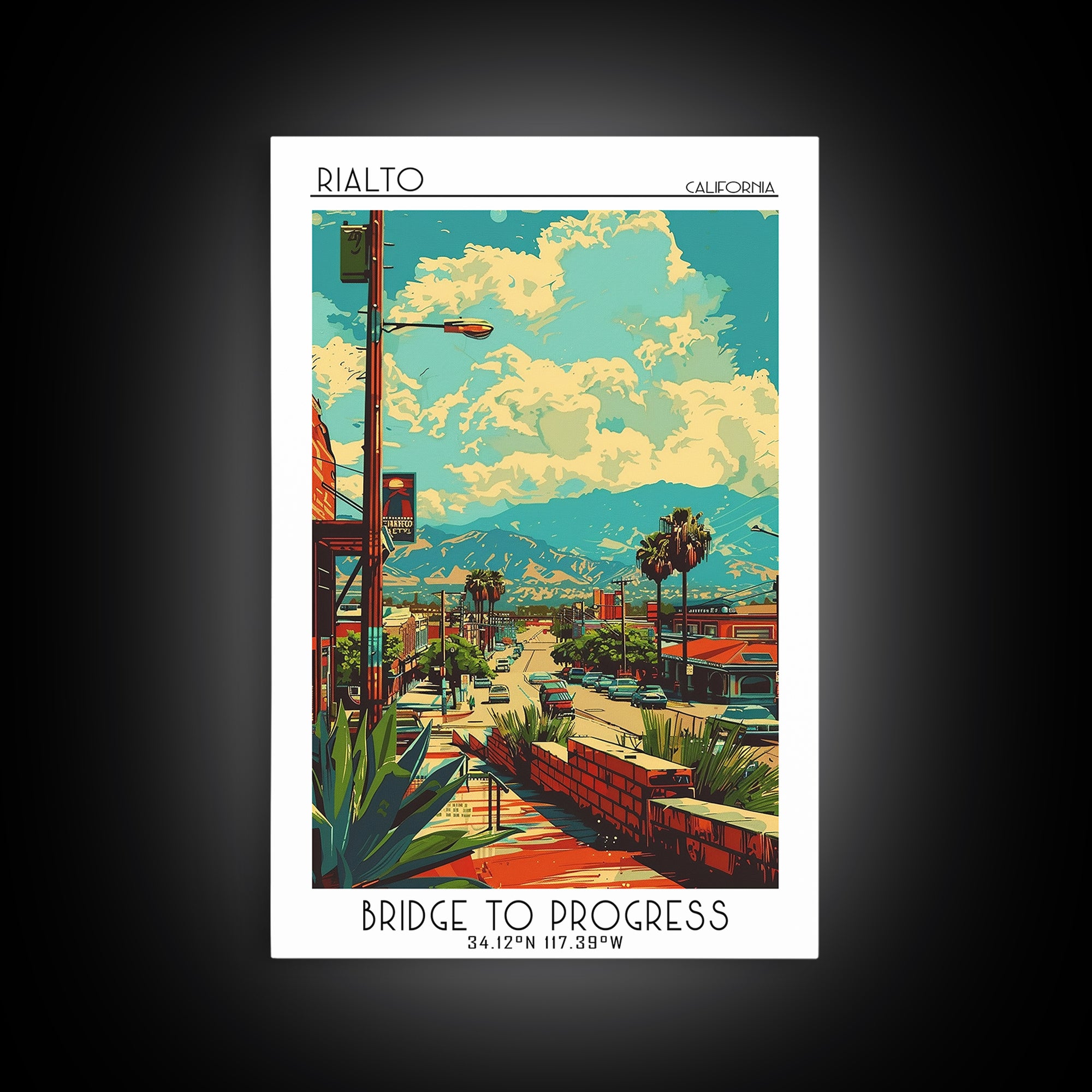 Rialto Travel Poster, Framed Canvas Print, Travel Wall Art, City Wall Art, Poster Print, Wall Art, Wanderlust Gift, Travel Art Print