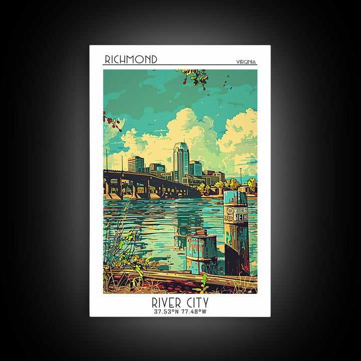 Richmond Virginia Travel Poster, Framed Canvas Print, Poster Print, Travel Wall Art, Home Office Decor, Travel Print, Travel Posters