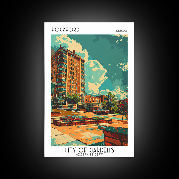 Rockford Travel Poster, Canvas Print, Travel Prints, Landscape Art, Wanderlust Gift, Poster Art, Vintage Travel Art, Vintage Posters
