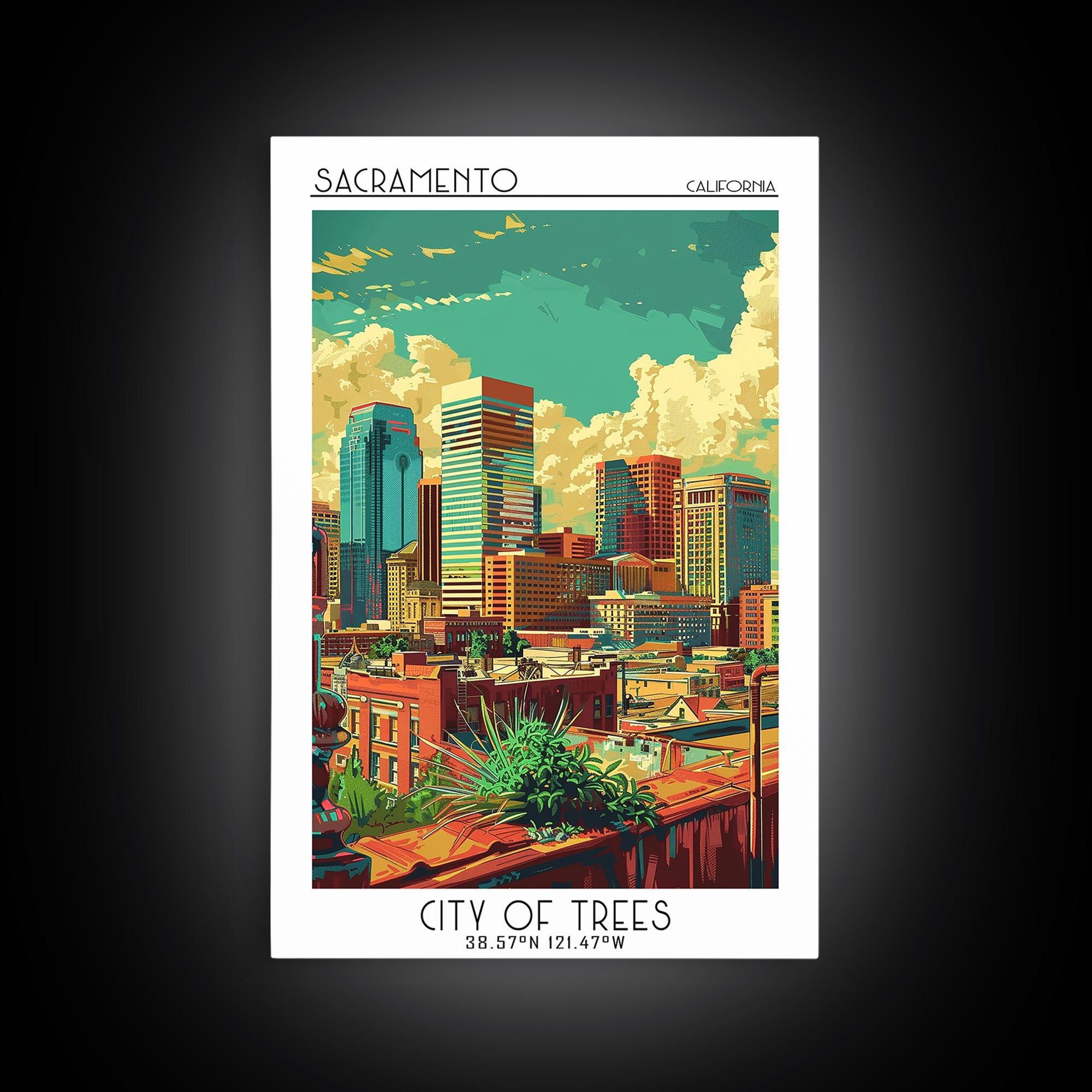 Sacramento Travel Poster, Framed Canvas Print, Travel Wall Art, City Wall Art, Wanderlust Gift, Gallery Wall Set, City Travel Poster