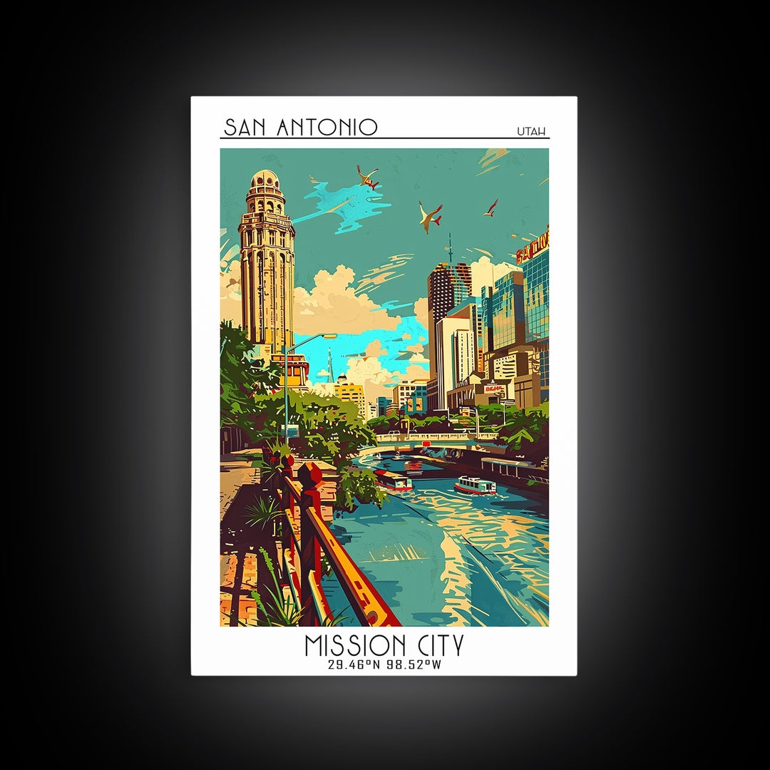 San Antonio Travel Poster, Canvas Print, Vintage Travel Print, City Wall Art, Travel Wall Art, Minimalist Poster, Retro Travel Print