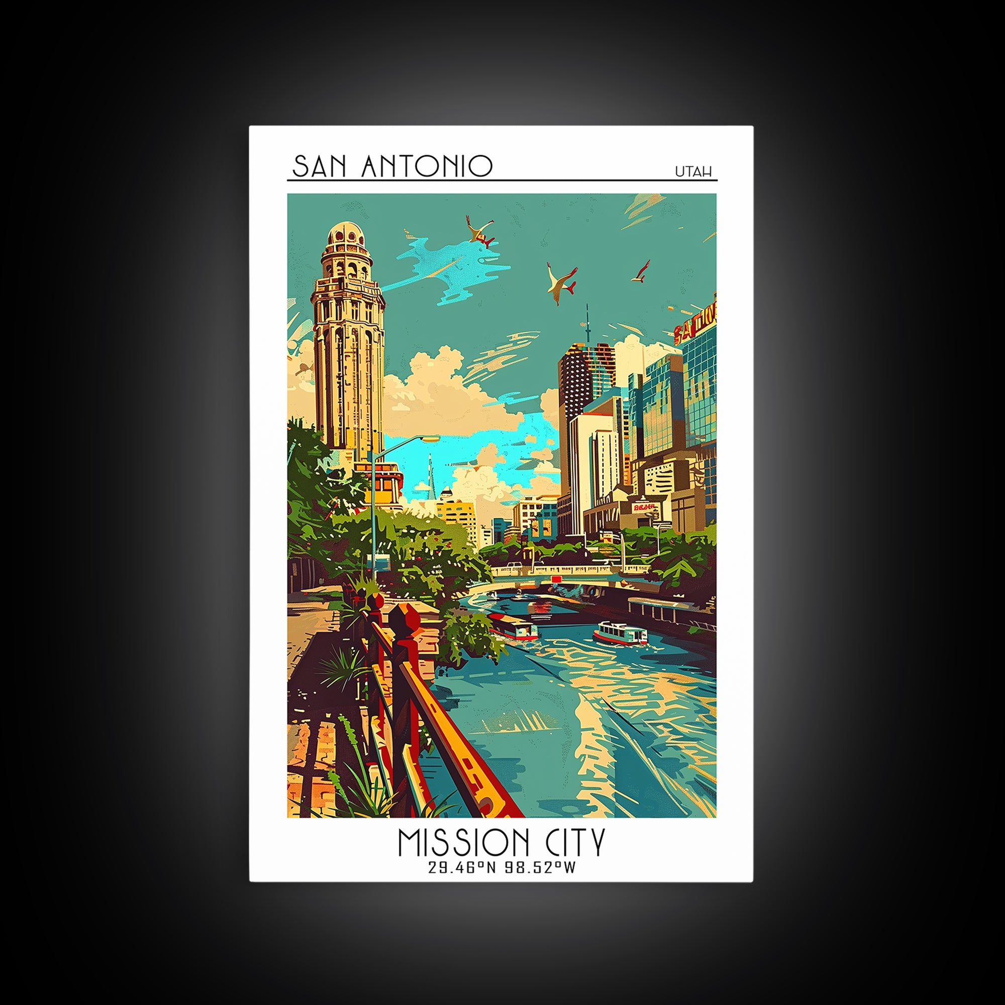San Antonio Travel Poster, Canvas Print, Vintage Travel Print, City Wall Art, Travel Wall Art, Minimalist Poster, Retro Travel Print