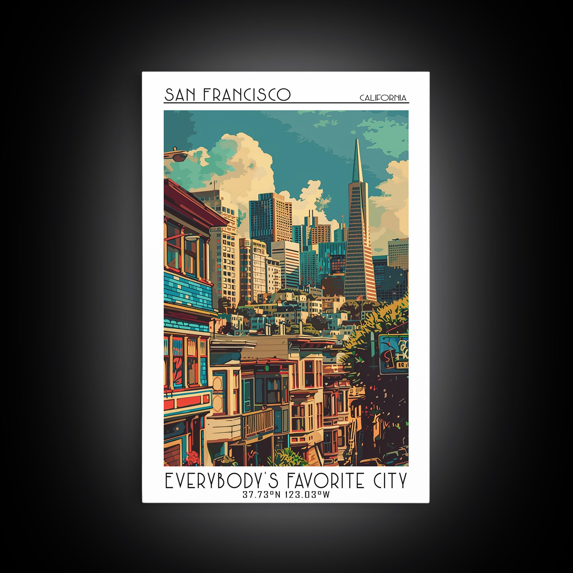 San Francisco Travel Poster, Framed Canvas Print, Retro Wall Art, Travel Print, Travel Art Print, Vintage Travel Art, Fine Art Print