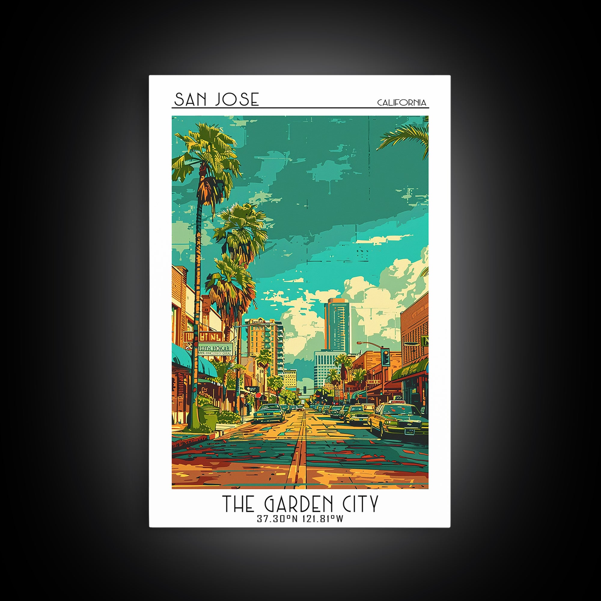San Jose Travel Poster, Canvas Print, Vintage Travel Print, City Wall Art, City Illustration, Gallery Wall Set, Living Room Wall Art