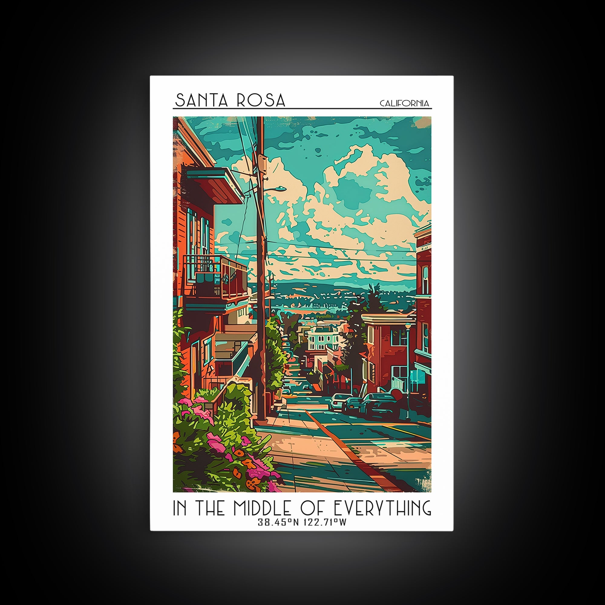 Santa Rosa Travel Poster, Canvas Print, Poster Print, Travel Wall Art, Vintage Travel Art, Mid Century Wall Art, Retro Travel Poster