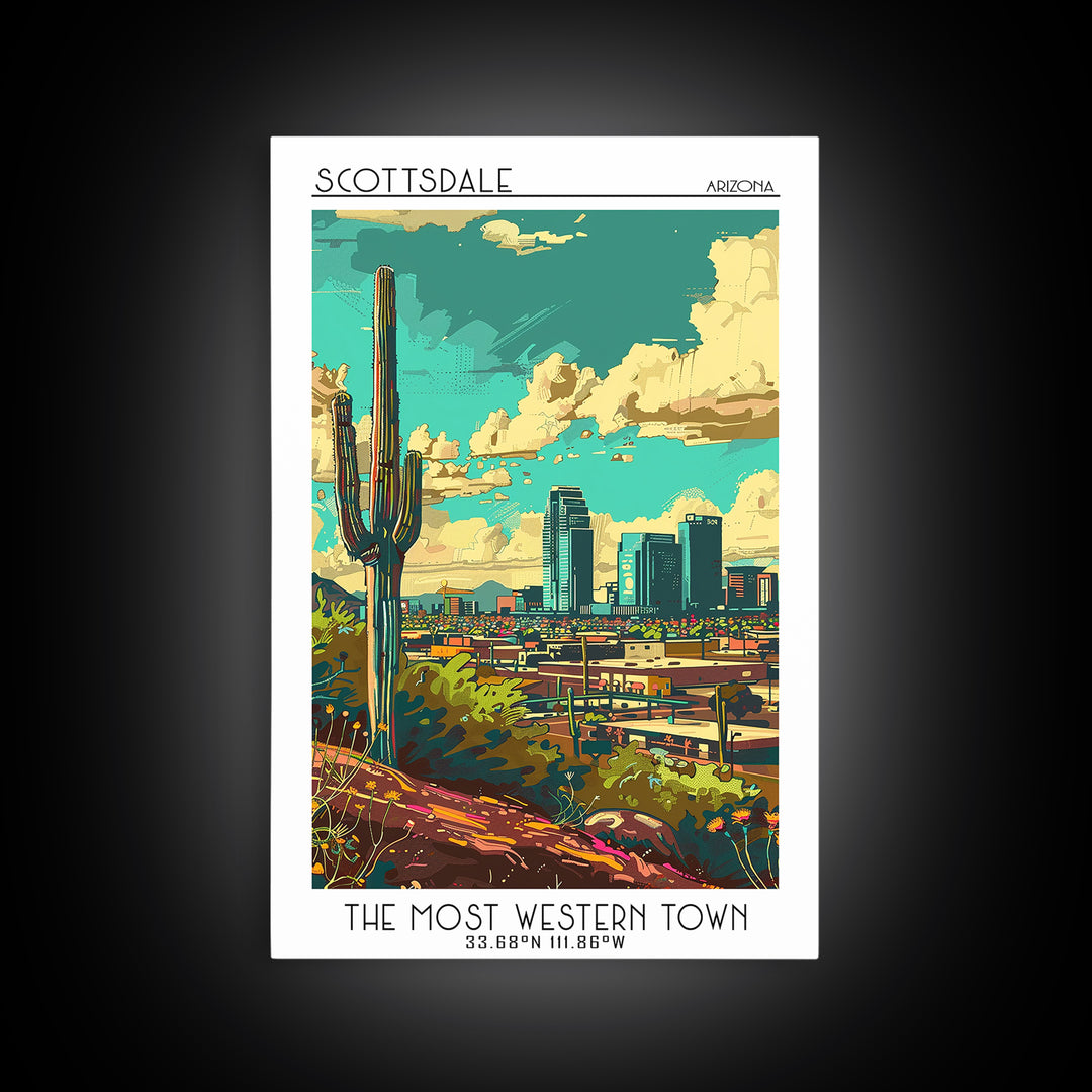 Scottsdale Travel Poster, Canvas Print, Travel Wall Decor, Minimalist Poster, Modern Wall Decor, Travel Posters, Retro Travel Poster