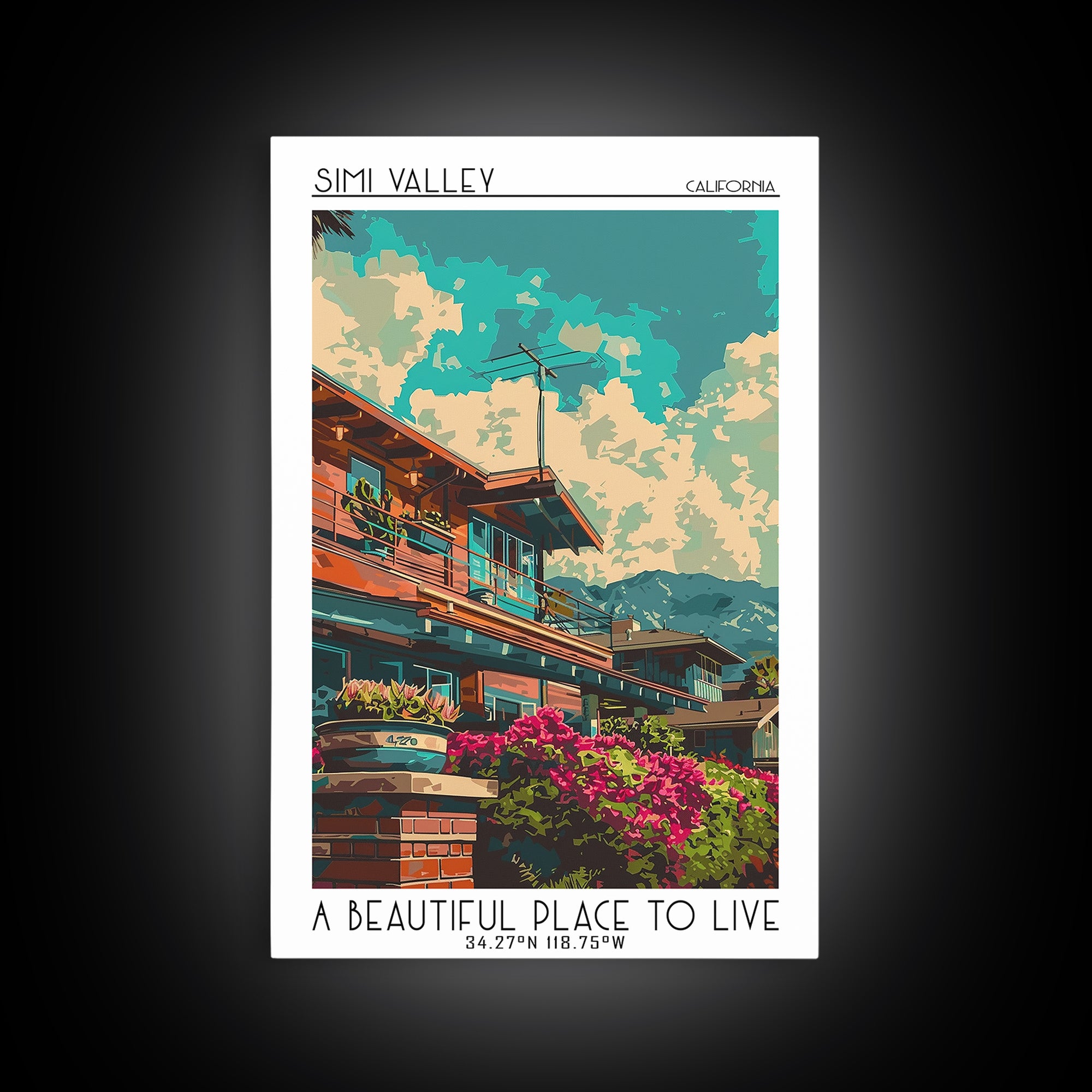 Simi Valley Travel Poster, Canvas Print, Travel Wall Decor, Minimalist Poster, Mid Century Wall Art, Gallery Wall Set, City Wall Art