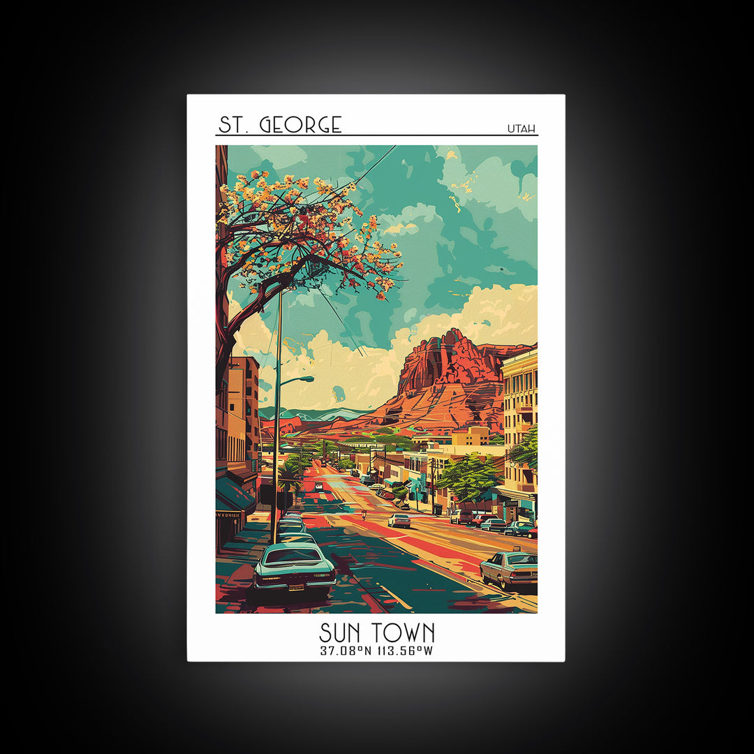 St George Travel Poster, Framed Canvas Print, City Travel Poster, Travel Wall Art, Home Office Decor, Travel Decor, Gallery Wall Set