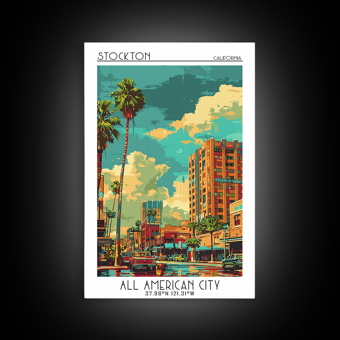 Stockton Travel Poster, Canvas Print, Poster Print, Travel Wall Art, Travel Prints, Vintage Travel, Travel Art Print, Travel Posters