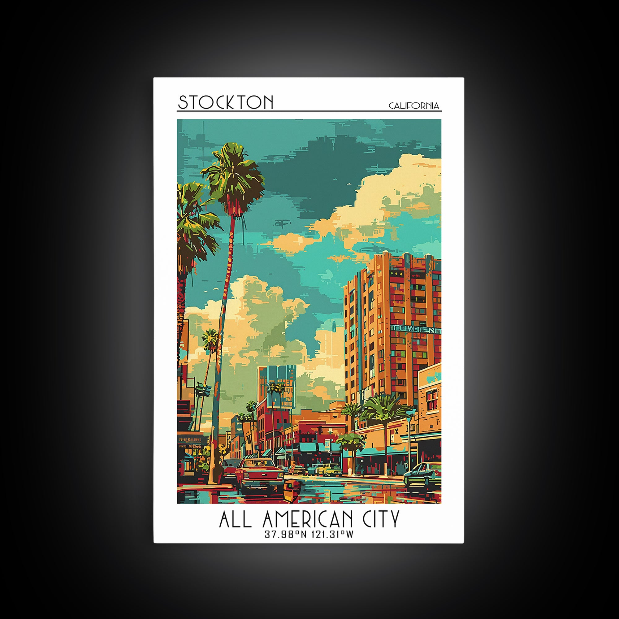 Stockton Travel Poster, Canvas Print, Poster Print, Travel Wall Art, Travel Prints, Vintage Travel, Travel Art Print, Travel Posters