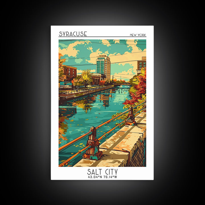 Syracuse Travel Poster, Framed Canvas Print, Travel Wall Art, City Wall Art, Travel Wall Decor, Travel Art Print, City Travel Poster