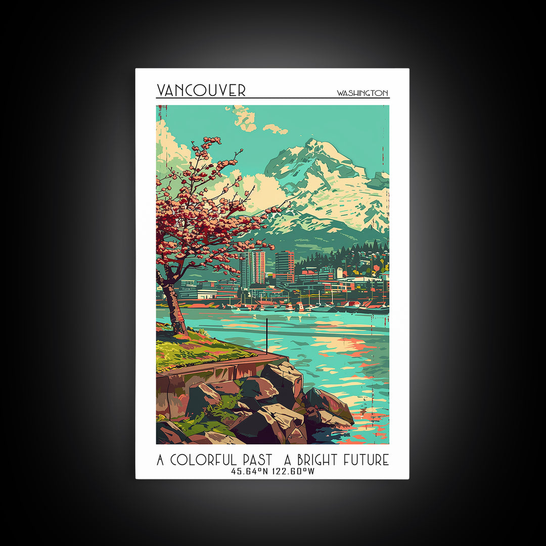Vancouver Travel Poster, Framed Canvas Print, City Art Print, Travel Wall Art, City Travel Poster, Modern Wall Decor, Fine Art Print