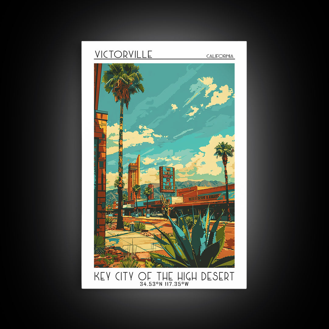 Victorville Travel Poster, Framed Canvas Print, City Travel Poster, Travel Wall Art, Retro Wall Art, Gallery Wall Set, City Wall Art