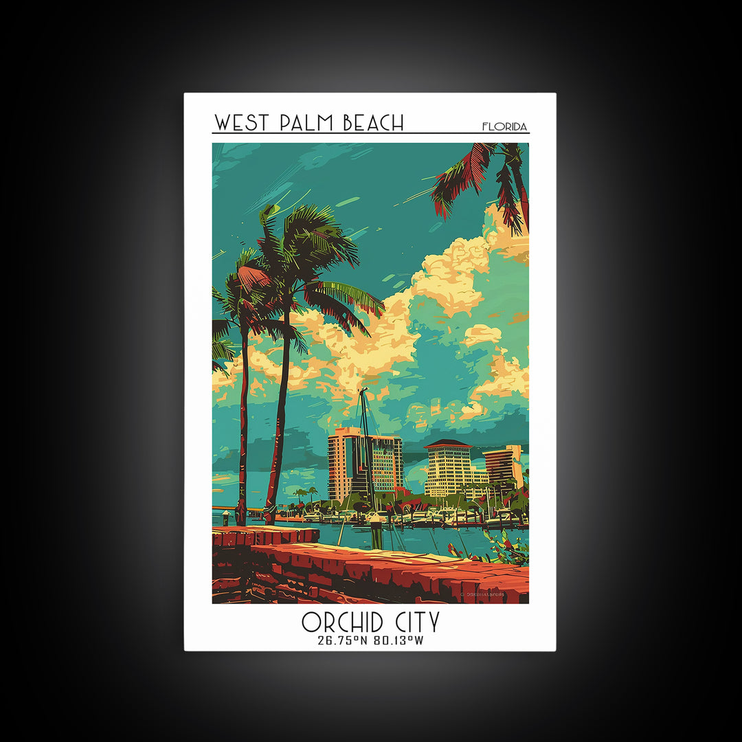 West Palm Beach Travel Poster, Canvas Print, City Travel Poster, Travel Wall Art, Travel Posters, Retro Travel Poster, Travel Prints