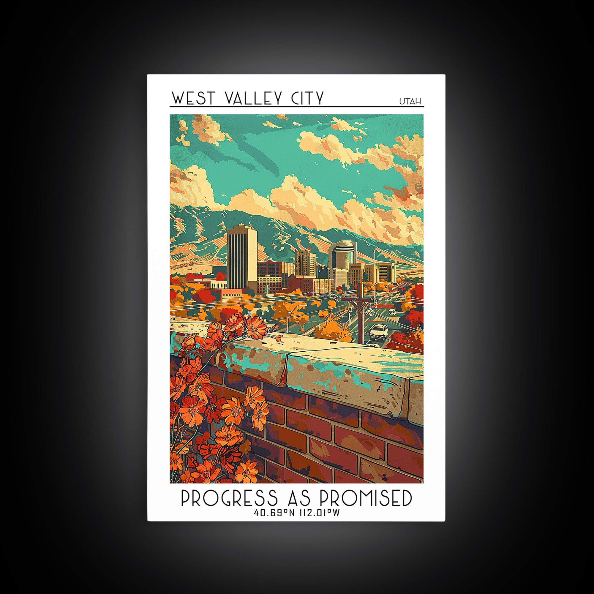 West Valley City Travel Poster, Framed Canvas Print, City Travel Poster, Travel Wall Decor, Home Decor, Fine Art Print, Travel Print