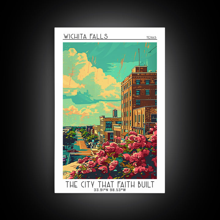 Wichita Falls Travel Poster, Canvas Print, Retro Wall Art, Travel Print, Travel Wall Decor, Art Print, Home Office Decor, Home Decor