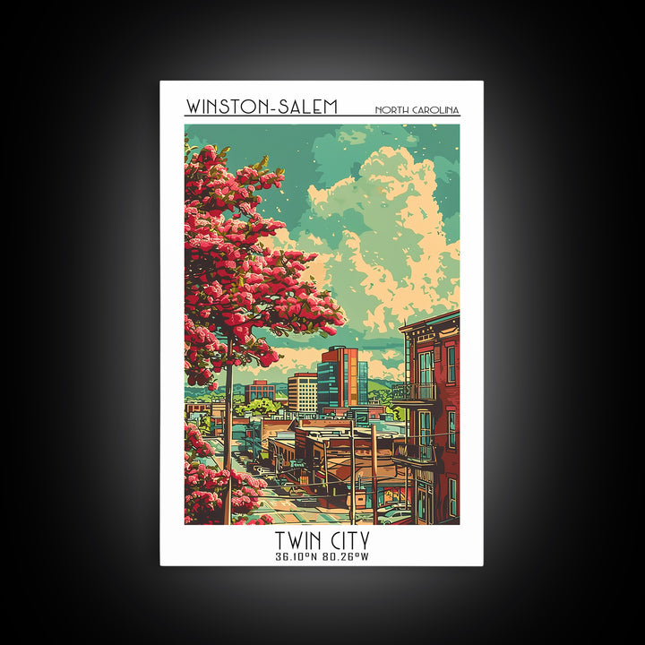 Winston-Salem Travel Poster, Framed Canvas Print, Travel Wall Decor, Minimalist Poster, Travel Prints, Home Office Decor, Home Decor